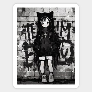 Kawaii Aesthetic Manga Nekomimi Anime Cat Girl Graffiti Art Style Sticker